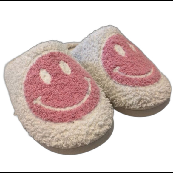 Smile Face Slippers Women's 5/6 Pink Smiley Face Made in China - Picture 1 of 7